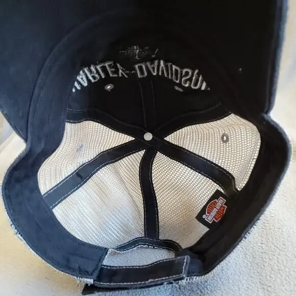 HARLEY DAVIDSON Hat Cap Trucker Gray Adjustable Hook-and-Loop Breathable Logo - Picture 7 of 8